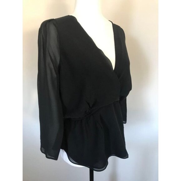 ARITZIA BABATON Alexander Blouse Top 100% Silk Size Small Black 3/4 Sleeve - Picture 4 of 9